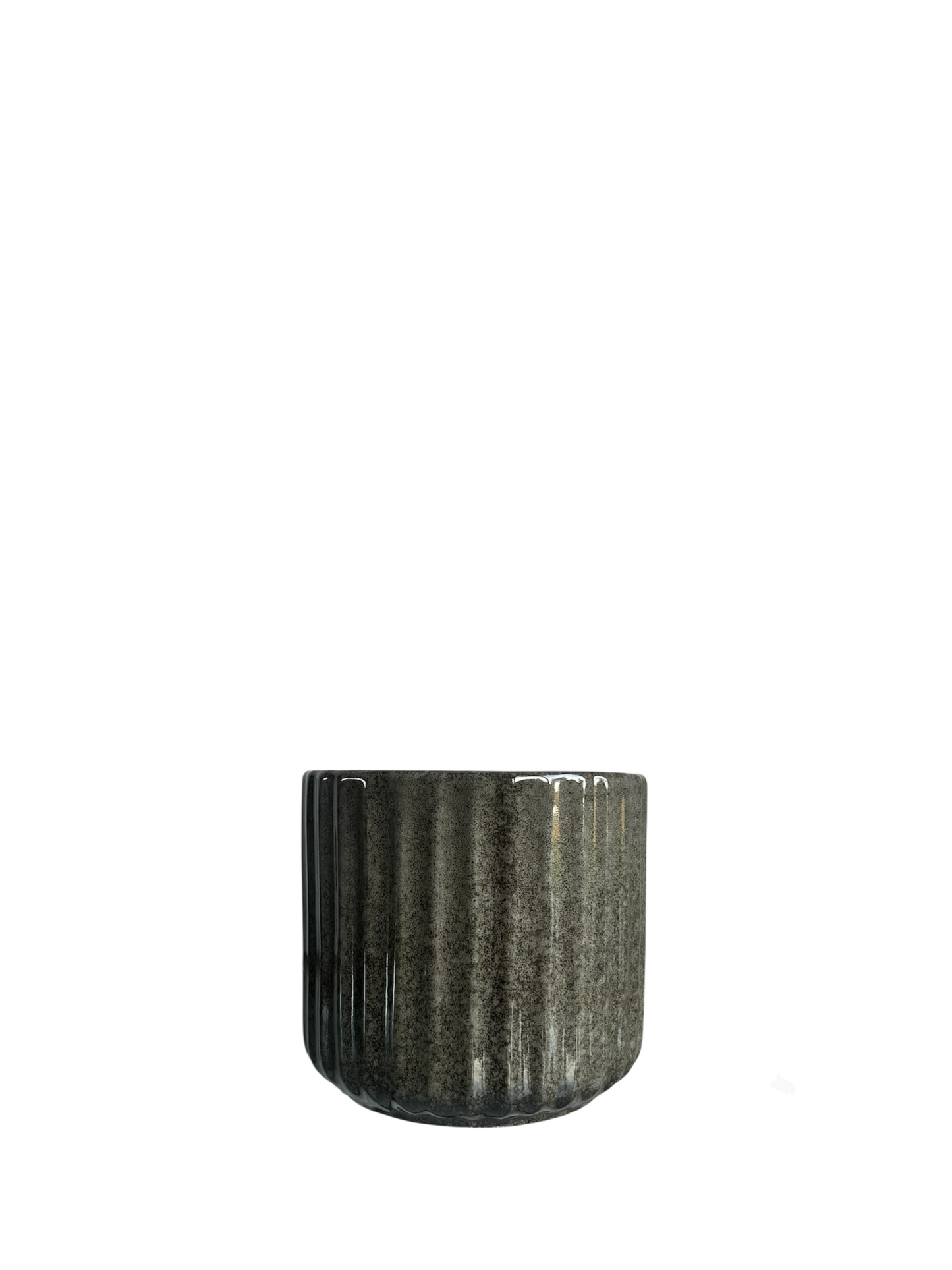 Melange green ribbed effect plant pot small.