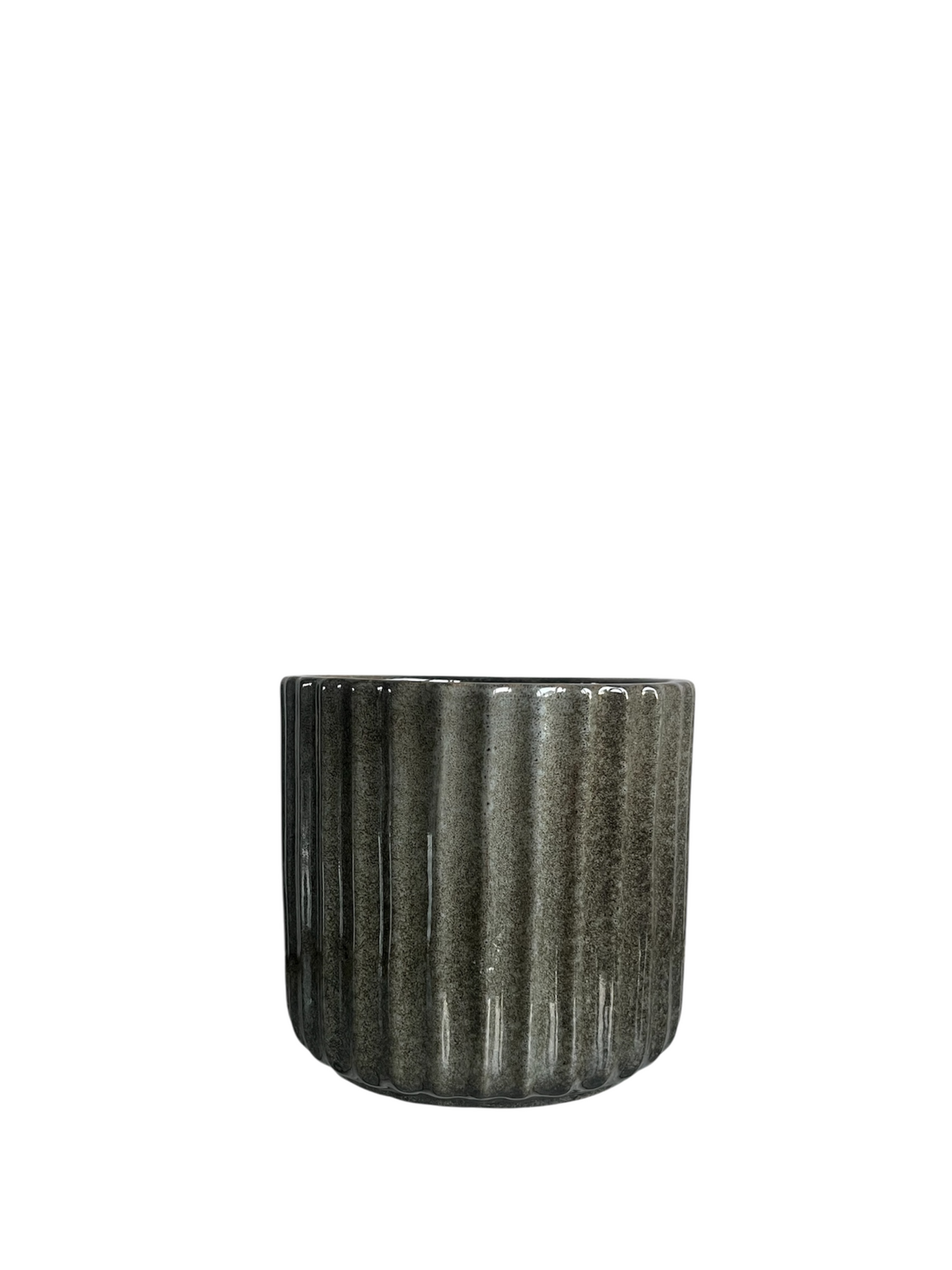 Melange green ribbed effect plant pot large.